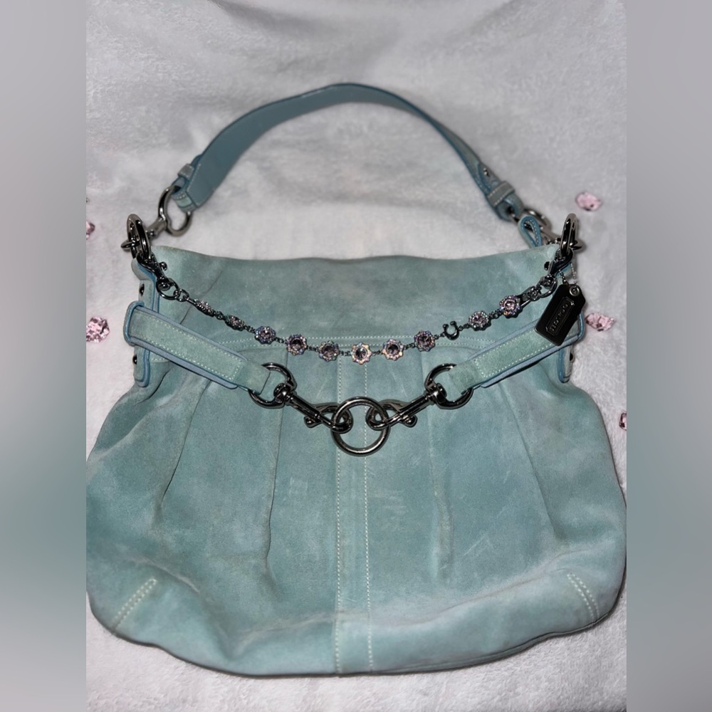 coach suede pleated hobo